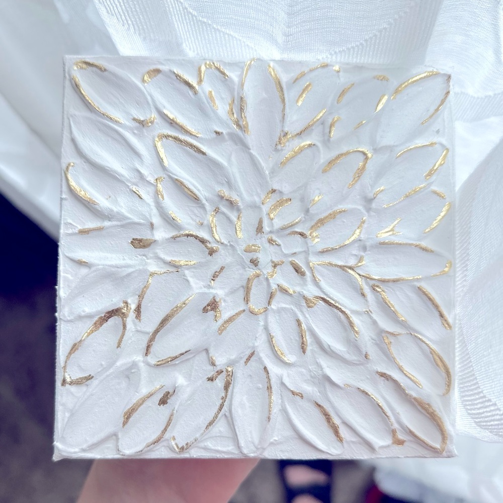 Flower Textured painting with Gold Leaf highlights